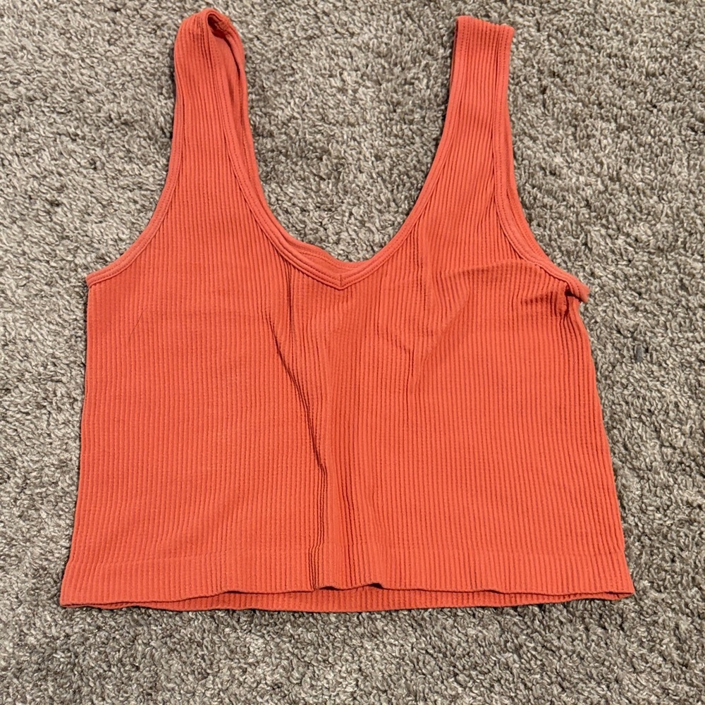 Essentials Vibrant Orange Ribbed Tank Top